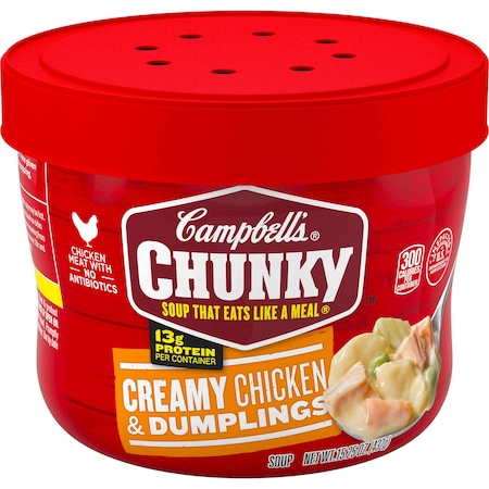 Campbells Soup Chunky Chicken & Dumplings Microwaveable Soup 15.25 oz., PK8 000014919